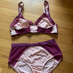 Clo intimo Anthropologie color blocked panty and soft bra set never worn